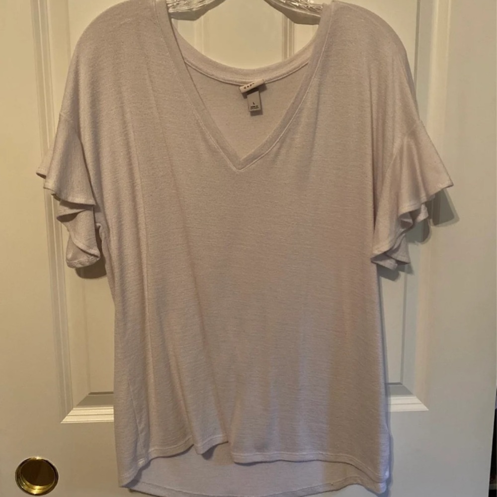 White ruffle sleeve top
